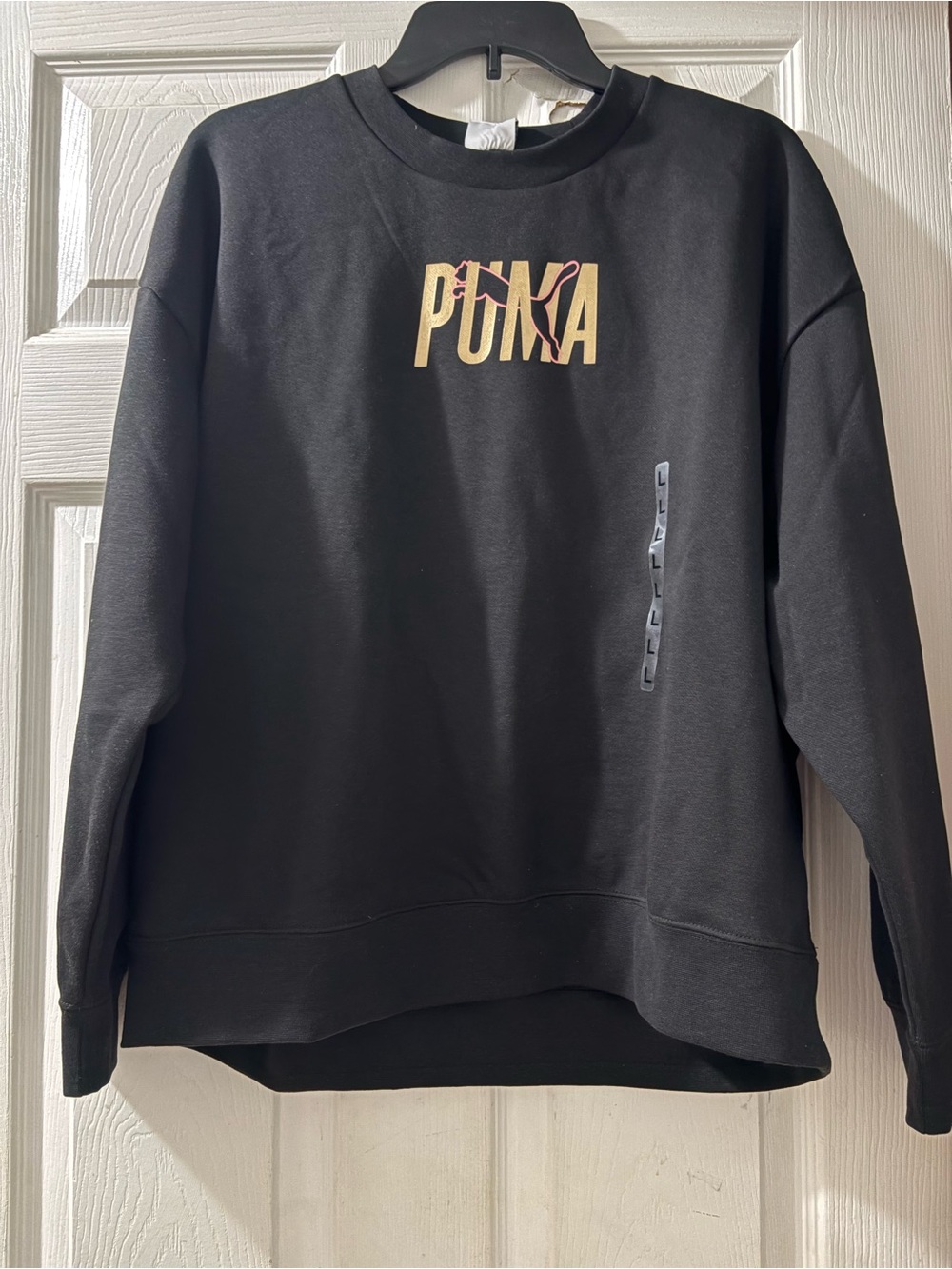 Puma Women’s Black Crewneck Sweatshirt with Gold Logo